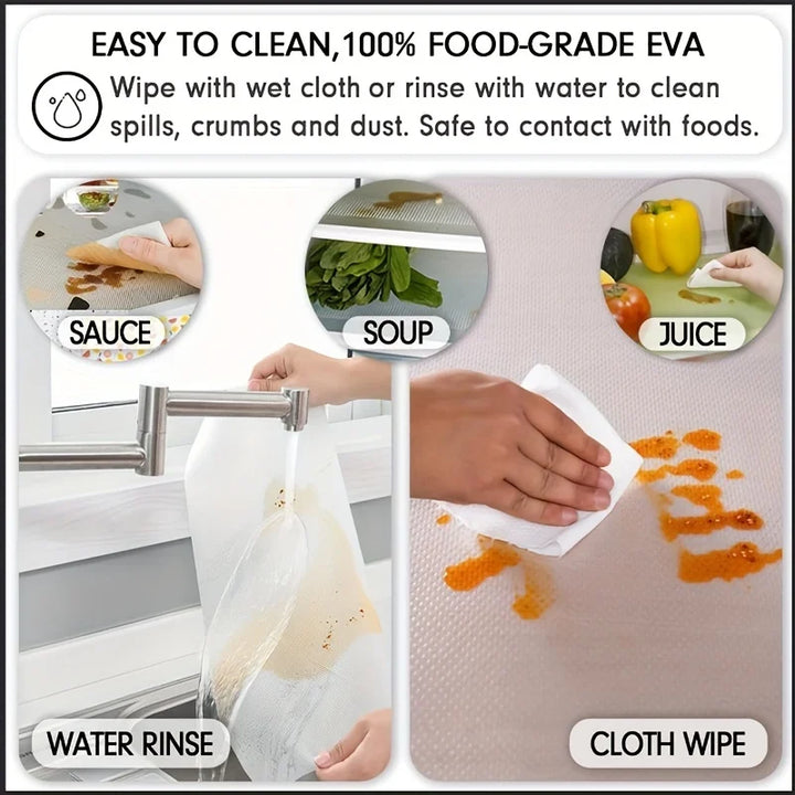 Stornfield | FridgeGuard 4-piece set fridge mats | EVA material | Washable, mold resistant & anti-oil | For fridge, drawers & shelves