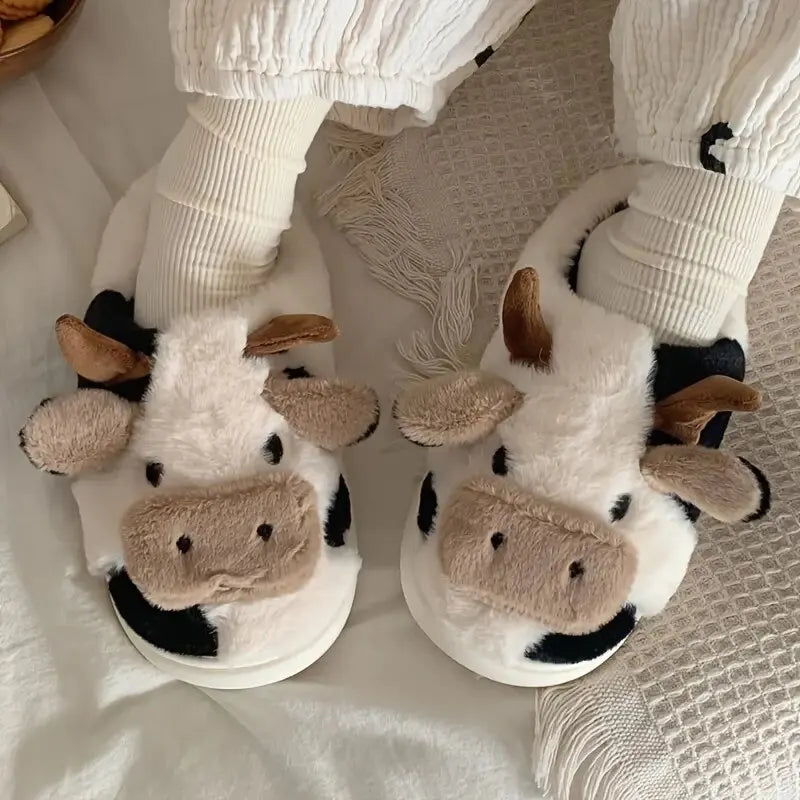 Funny Cow Slippers for Men and Women – Fluffy Winter Slippers, Cozy and Warm, Non-Slip and Soft for Home | Stornfield