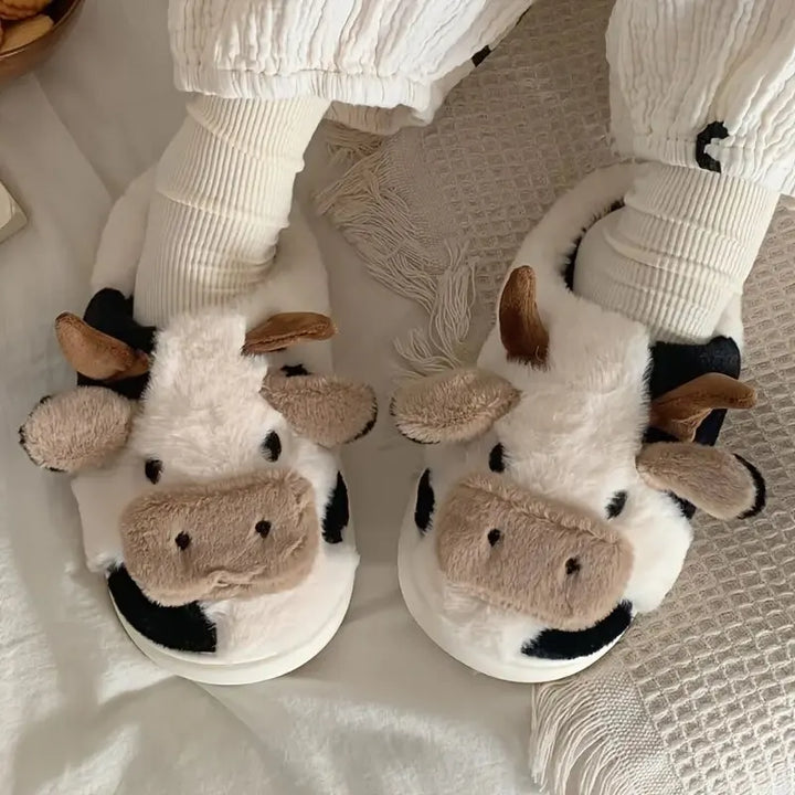 Funny Cow Slippers for Men and Women – Fluffy Winter Slippers, Cozy and Warm, Non-Slip and Soft for Home | Stornfield