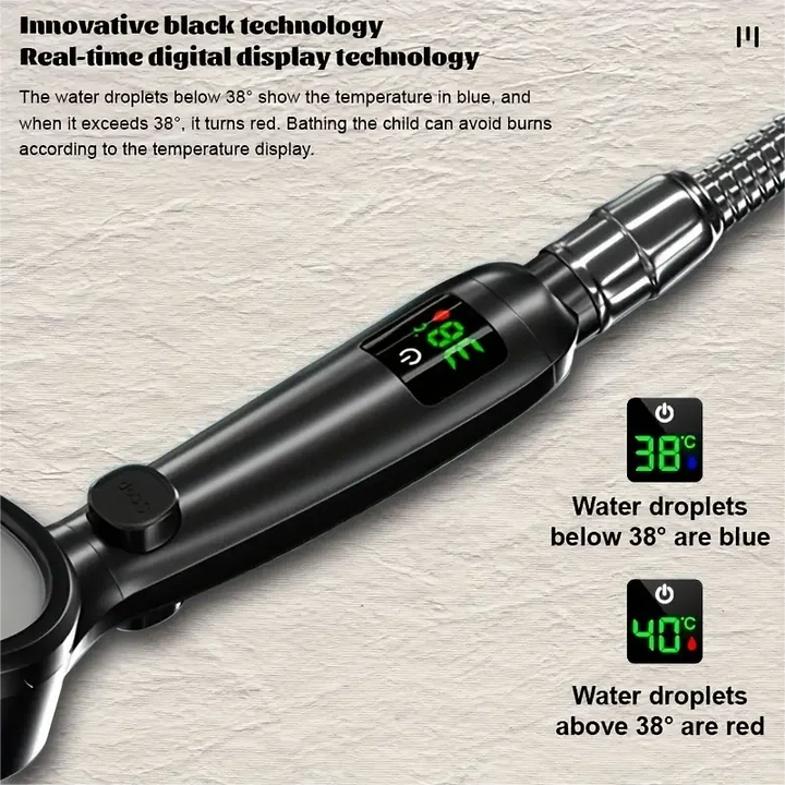 LED Showerhead with Digital Temperature Display | High Pressure & Water Saving Stornfield