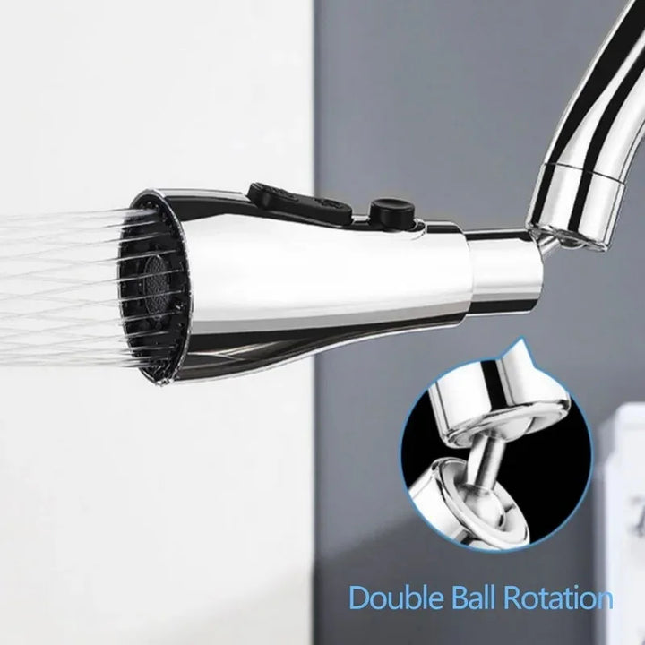 HydroFlex360 – Multifunctional 360°/720° Rotatable Kitchen Faucet Attachment with 3 Spray Types Stornfield