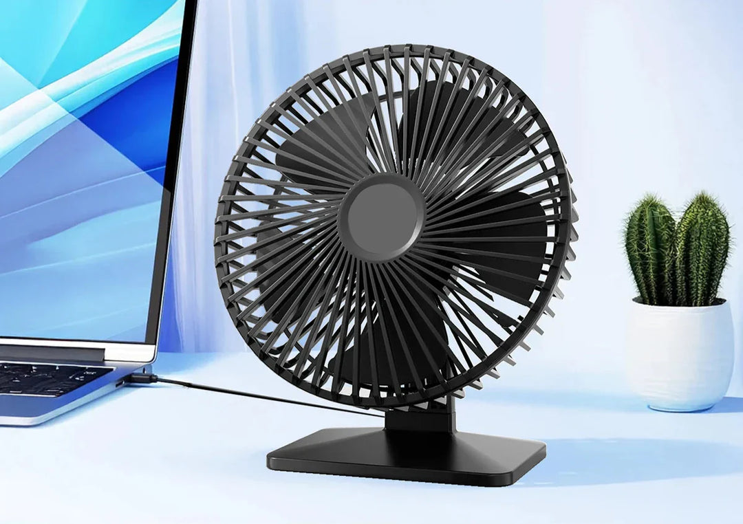 Mira Oscillating USB Fan – Quiet, Compact & 4 Speeds for Desks and Nightstands | Stornfield