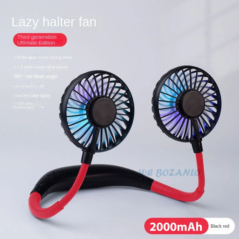USB Portable Hands-Free Neck Fan - Rechargeable Mini Sports Fan, 3-Speed Adjustable Dual Fan for Home Office & Outdoor Use | Stornfield