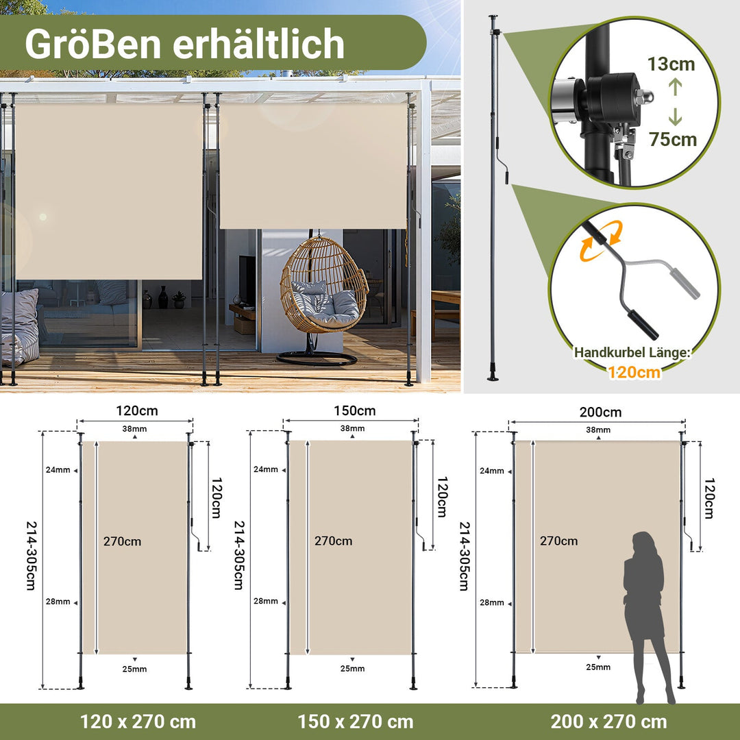 Klemm awning vertical awning with hand crank without drilling | Stornfield
