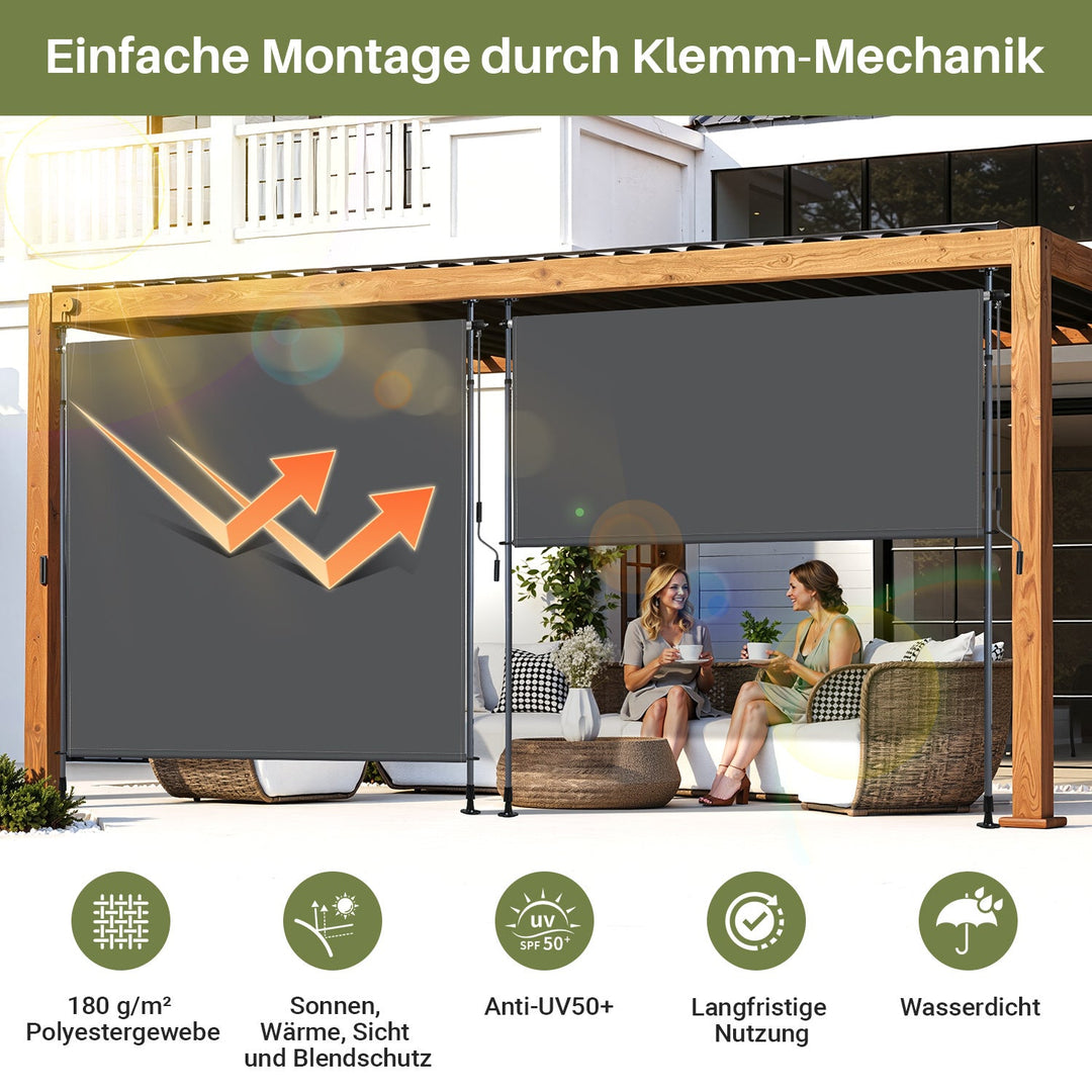 Klemm awning vertical awning with hand crank without drilling | Stornfield