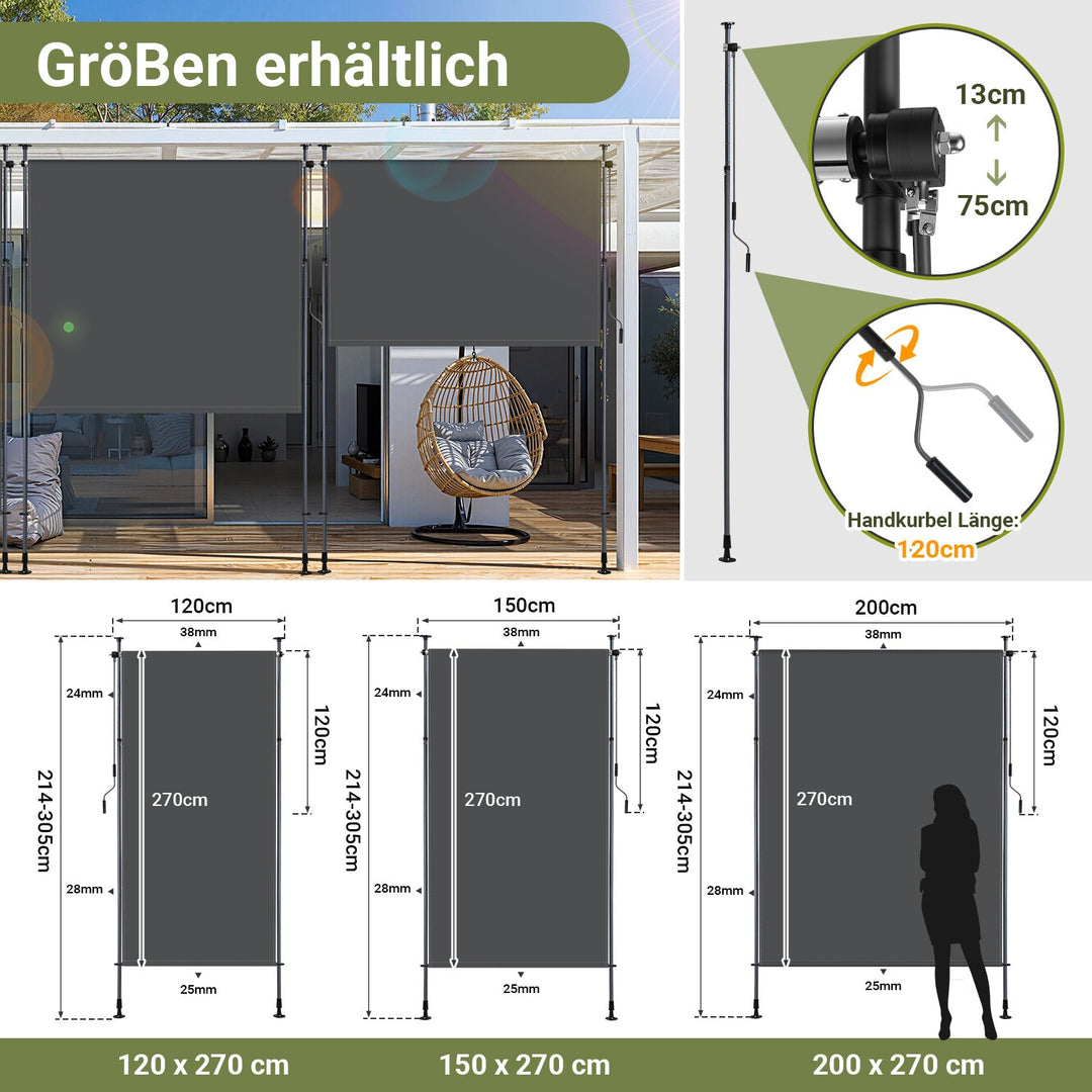 Klemm awning vertical awning with hand crank without drilling | Stornfield