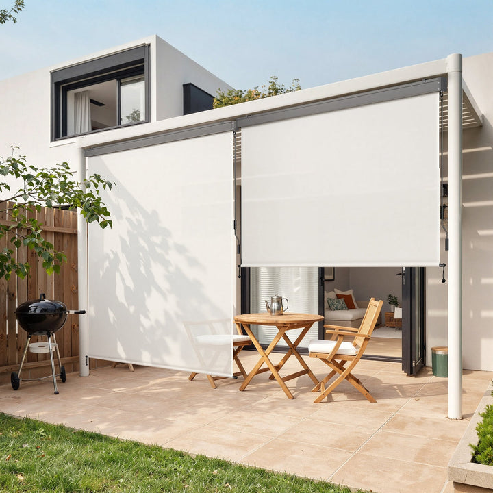 Vertical awning exterior roller blind with hand crank | Stornfield
