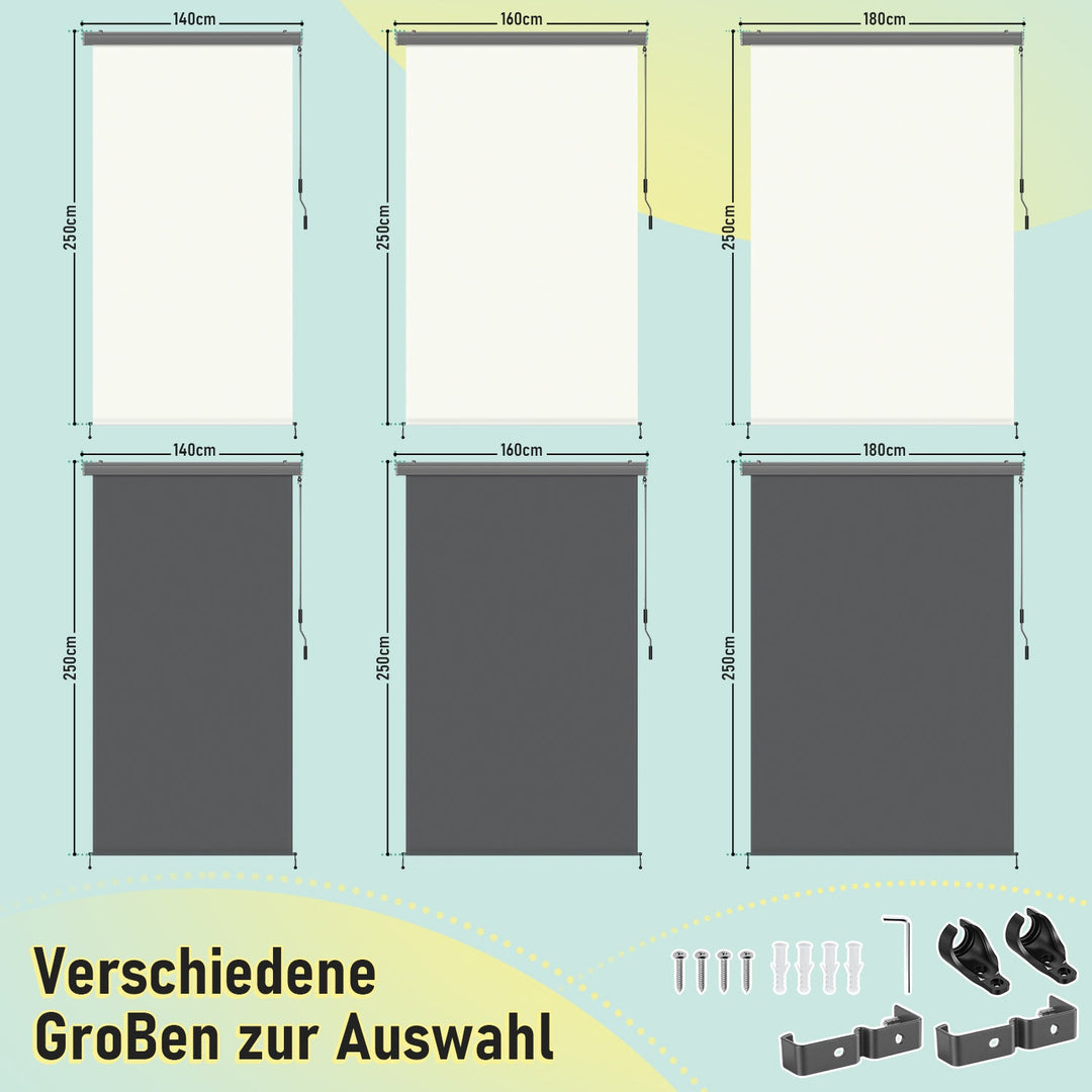 Vertical awning exterior roller blind with hand crank | Stornfield