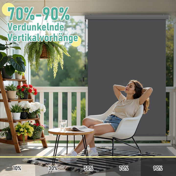 Vertical awning exterior roller blind with hand crank | Stornfield