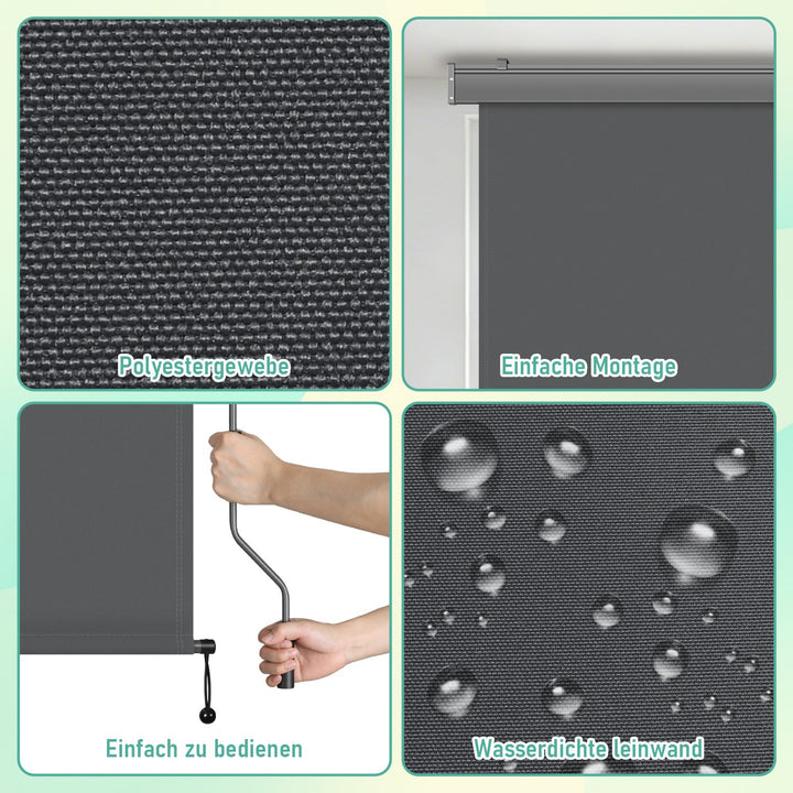 Vertical awning exterior roller blind with hand crank | Stornfield