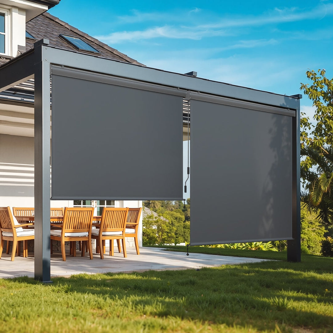 Vertical awning exterior roller blind with hand crank | Stornfield