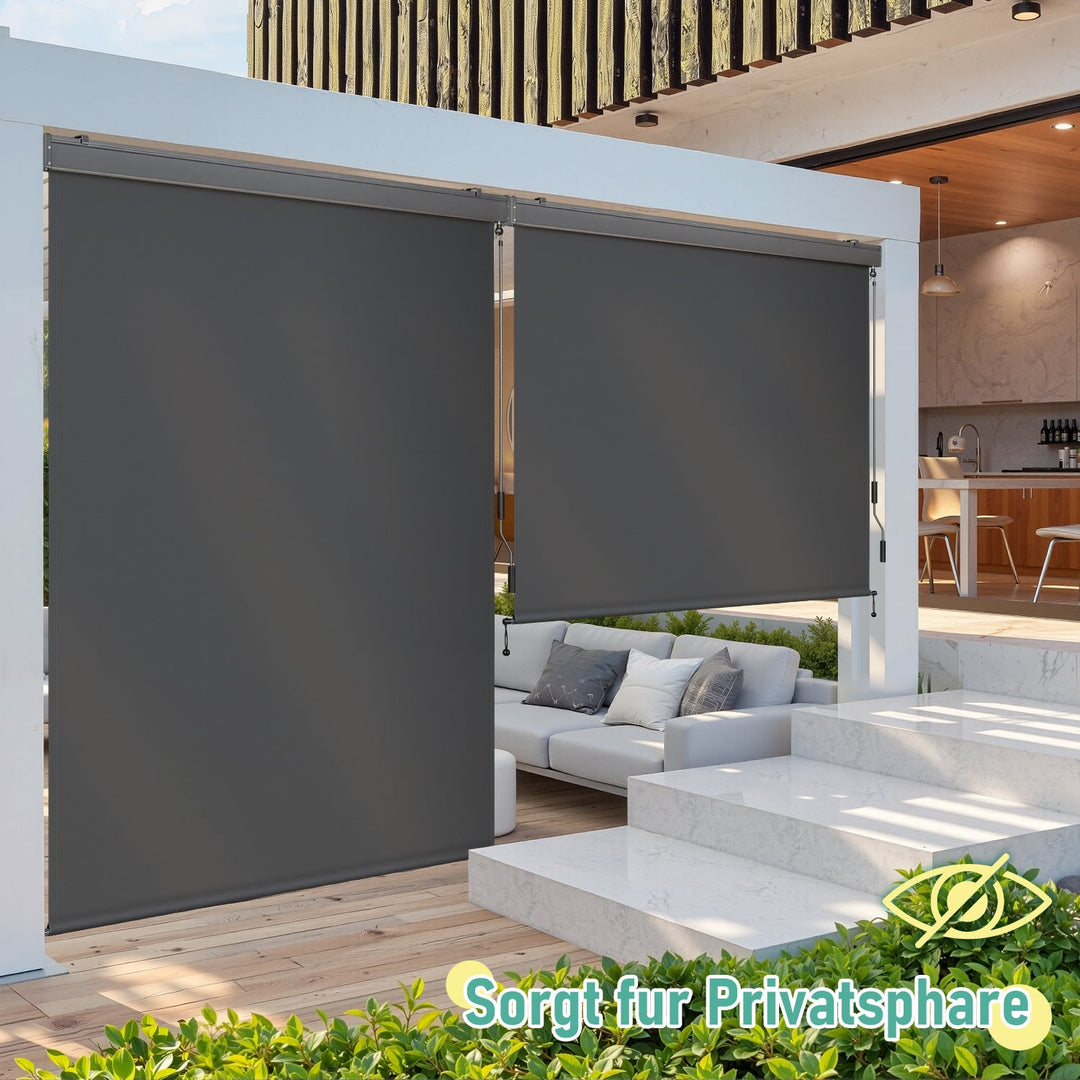 Vertical awning exterior roller blind with hand crank | Stornfield