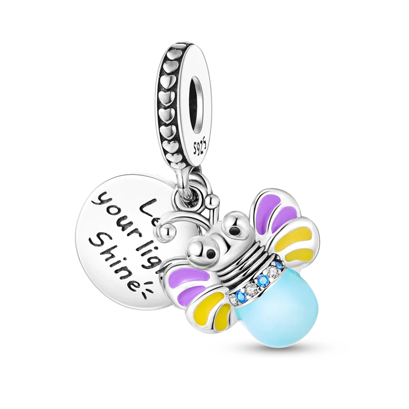 Stornfield | 925 Sterling Silver Charms, Leopard Gold Beads, Colorful Chameleon Rhino Lion Beetle Cat Pendant Compatible with Original Pandora Bracelet Jewelry