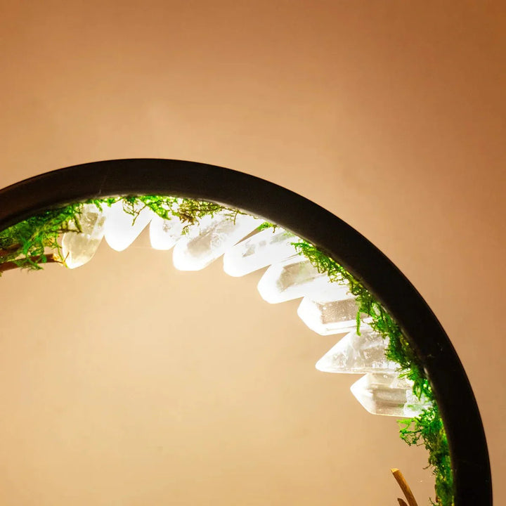 elegant round frame green crystals chic decoration | Stornfield