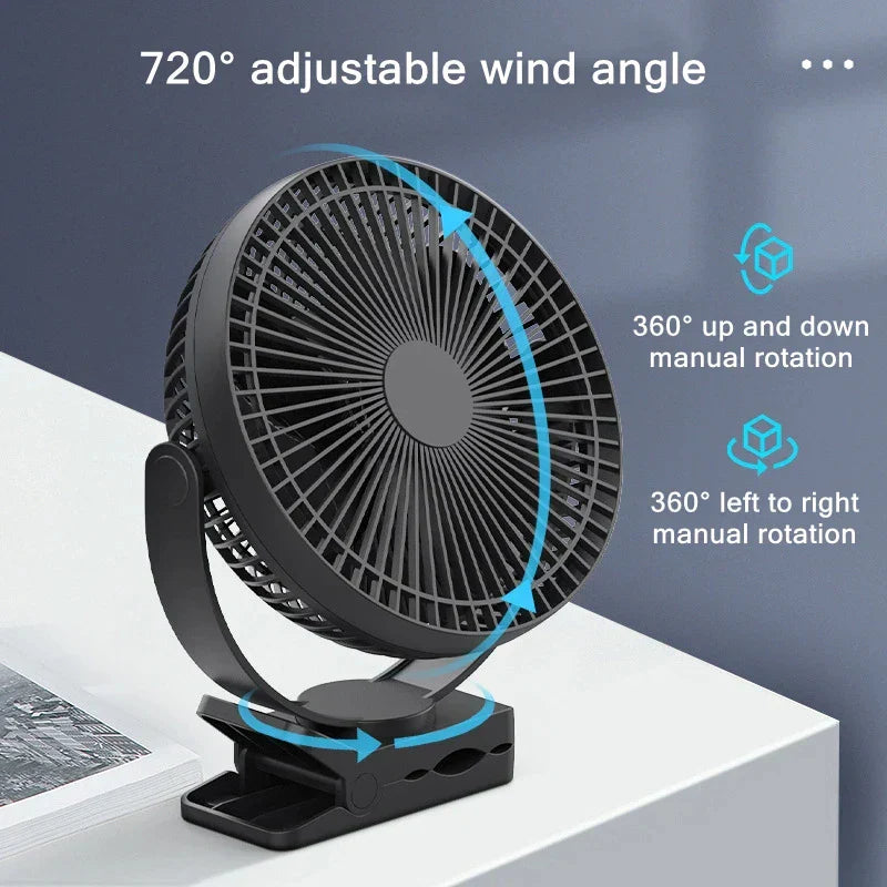 Portable USB Rechargeable Fan with 10000mAh Battery & Clip – Zephyr | Stornfield