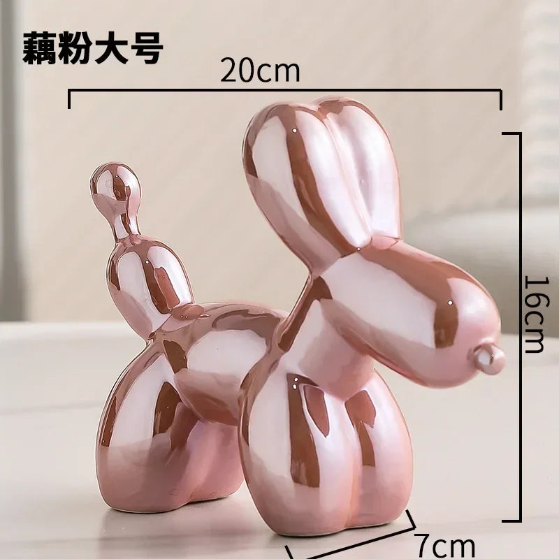 Stornfield | Golden Nordic Ceramic Balloon Dog Sculpture Animal Decorations Statue Living Room Ornaments Creative Desk Ornament Home Decor