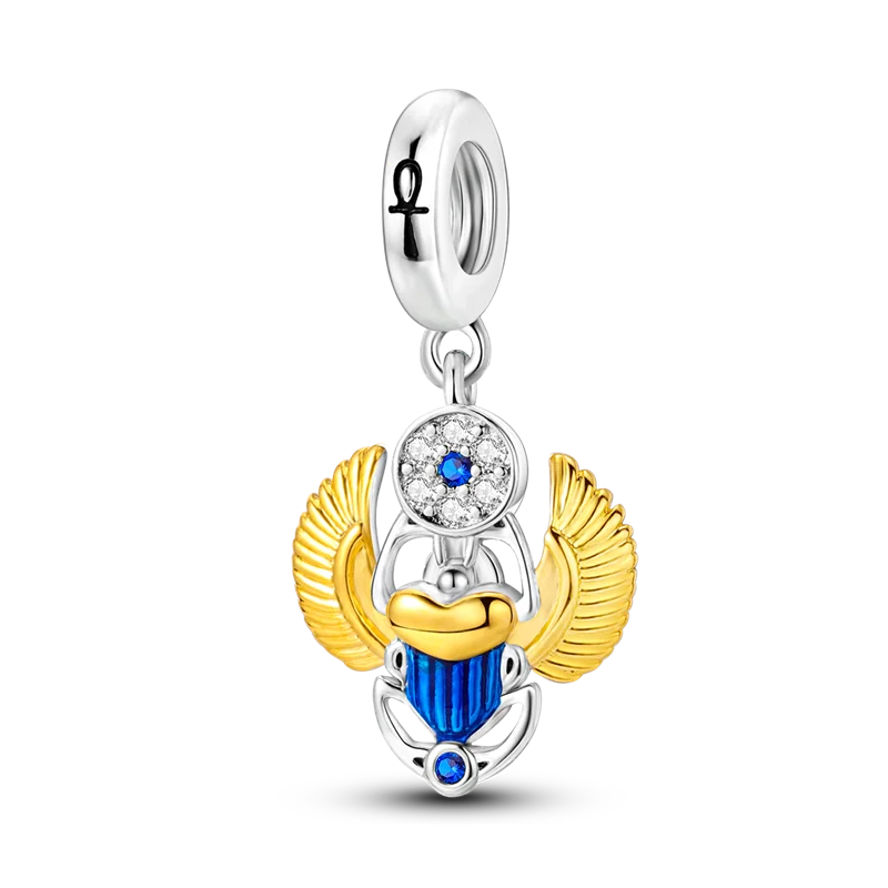 Stornfield | 925 Sterling Silver Charms, Leopard Gold Beads, Colorful Chameleon Rhino Lion Beetle Cat Pendant Compatible with Original Pandora Bracelet Jewelry