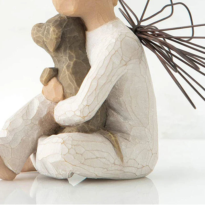Stornfield | Resin figurine, characters, family figures, sculpture, figures for home decoration, table decoration, living room, angel, embrace, dog, father, child
