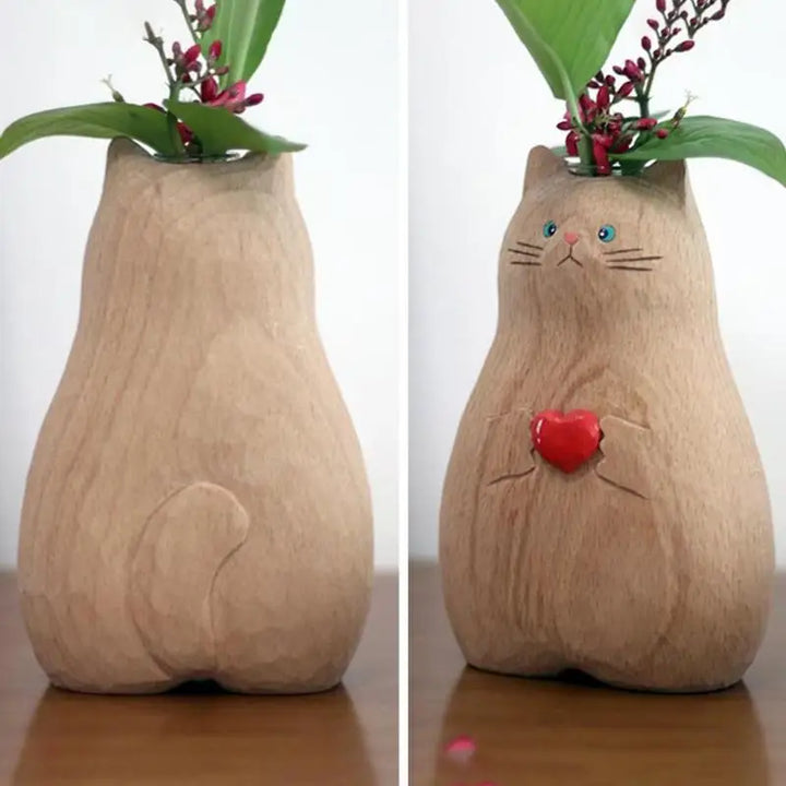 Vase fleur chat mignon