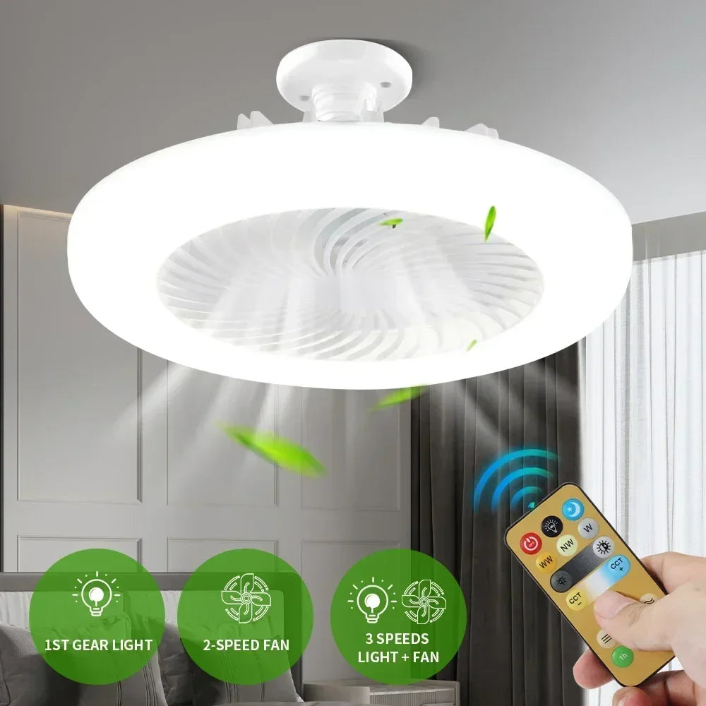 Upgrade Your Living Space with the Smart Remote Control Ceiling Fan - LED Lighting and E27 Converter Base Included for Ultimate Convenience | Stornfield