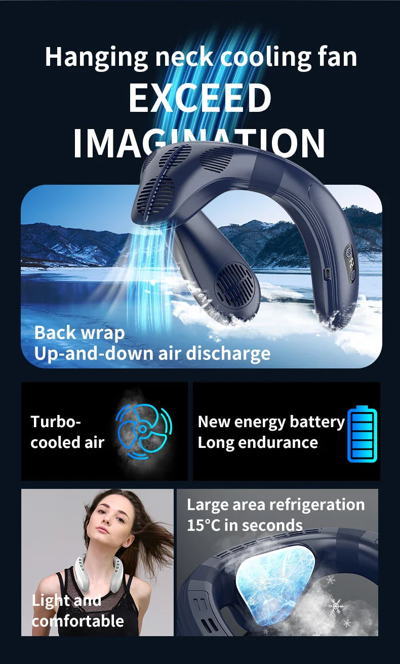 Portable Neck Fan 5200mAh – Rechargeable Wearable Semiconductor Cooling Fan, Personal Outdoor Neck Air Conditioner | Stornfield