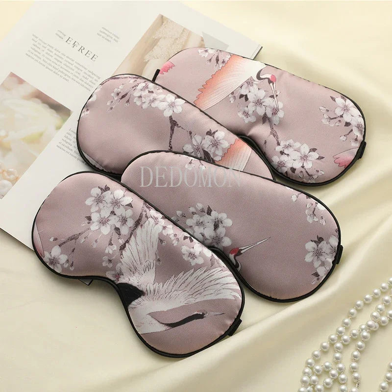Stornfield | Silk Crane – Luxury Silk Sleep Mask with Crane Pattern