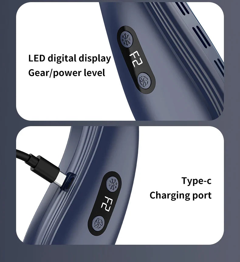 Portable Neck Fan 5200mAh – Rechargeable Wearable Semiconductor Cooling Fan, Personal Outdoor Neck Air Conditioner | Stornfield