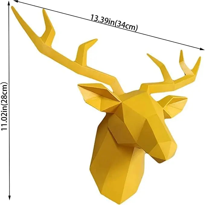 Stornfield | 3D Stag Head Sculpture, Geometric Resin Deer Head Wall Decor, Modern Home Decor, Luxury Wall Decoration