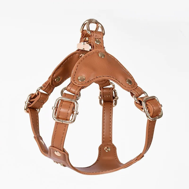 Adjustable Leather Dog Harness with Custom Engraving Stornfield