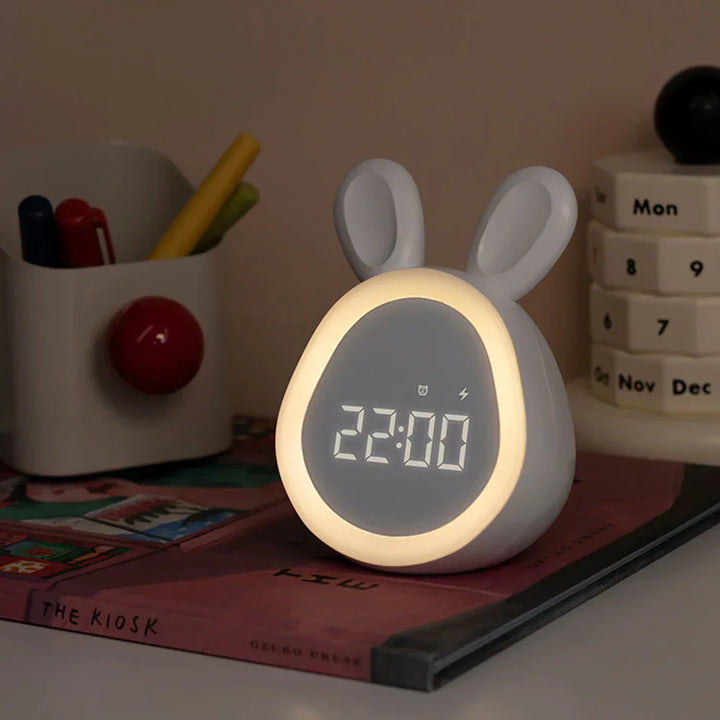 Cute children's alarm clock with LED display, night light, and alarm – rabbit shape for boys and girls, ideal for children's rooms and gentle waking up | Stornfield