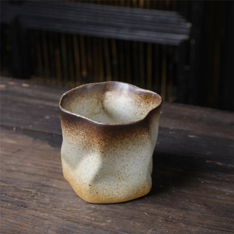 Stornfield | Twisted Irregular Ceramic Mug 9.47 oz/280 ml Handleless Polychromatic Creative Coffee and Tea Cups Retro Coffee Mugs