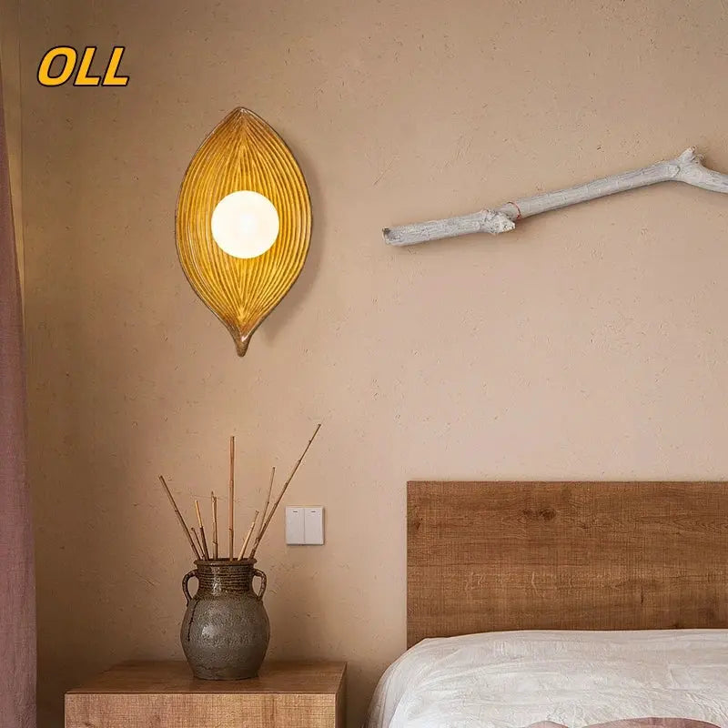 Stornfield | Elegant Gold Leaf LED Wall Sconce