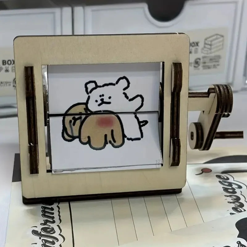 DIY Wooden Hand-Cranked Animation Machine Desktop Decor Kit | Stornfield