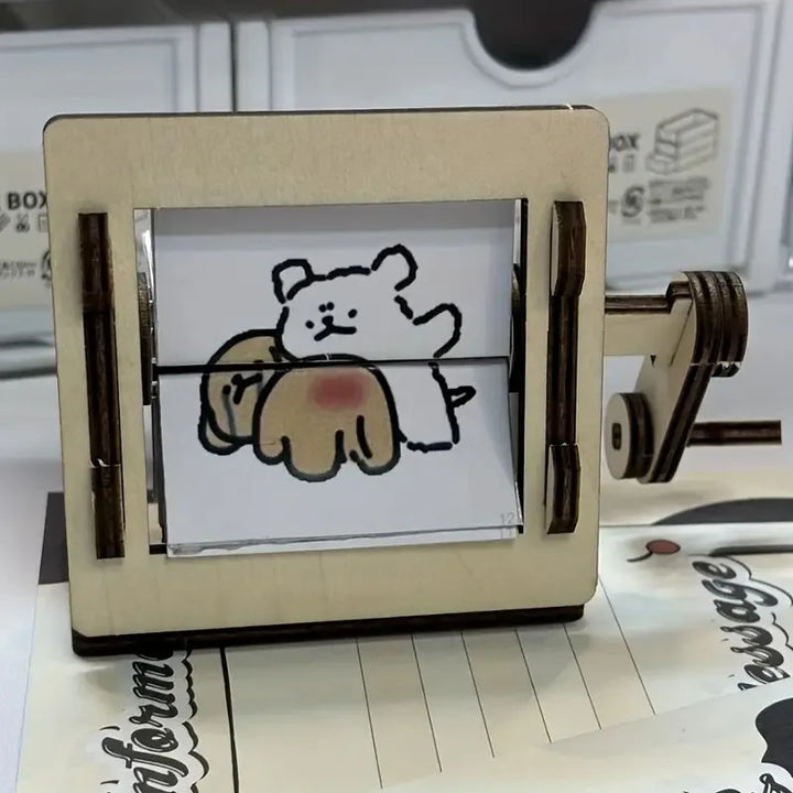DIY Wooden Hand-Cranked Animation Machine Desktop Decor Kit | Stornfield
