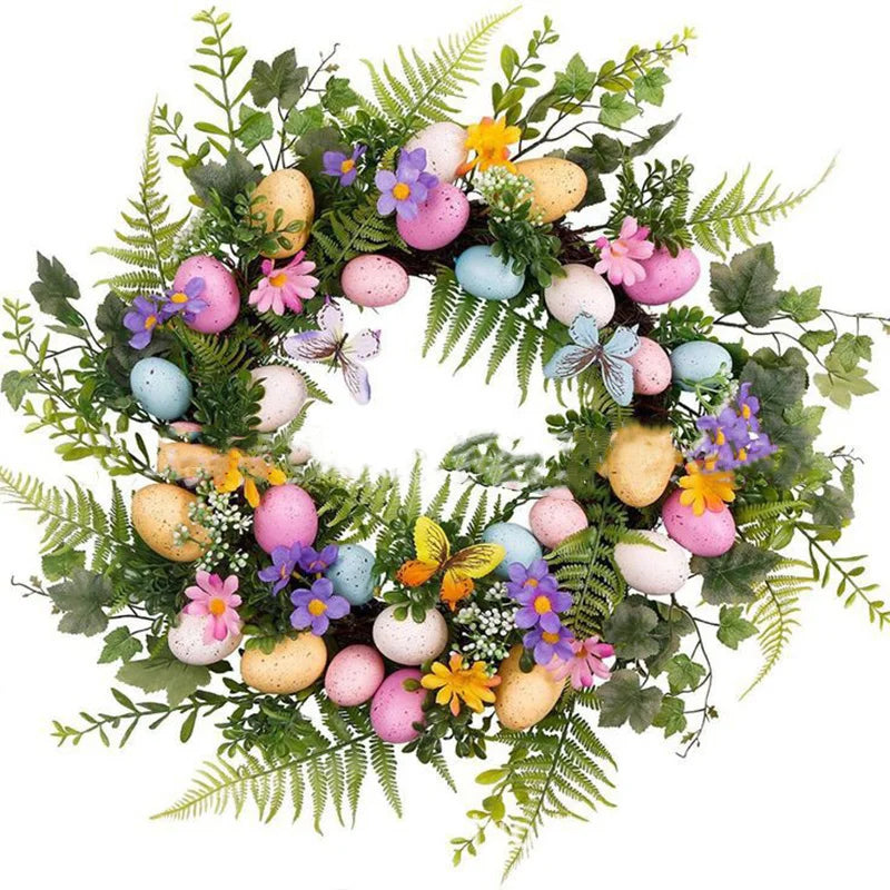 Stornfield | 5 Styles Easter Egg Wreath with Bow Ribbon, Easter Egg Garland, Door Ornaments, Wall Decor, Happy Easter 2023 Decoration for Home Kids