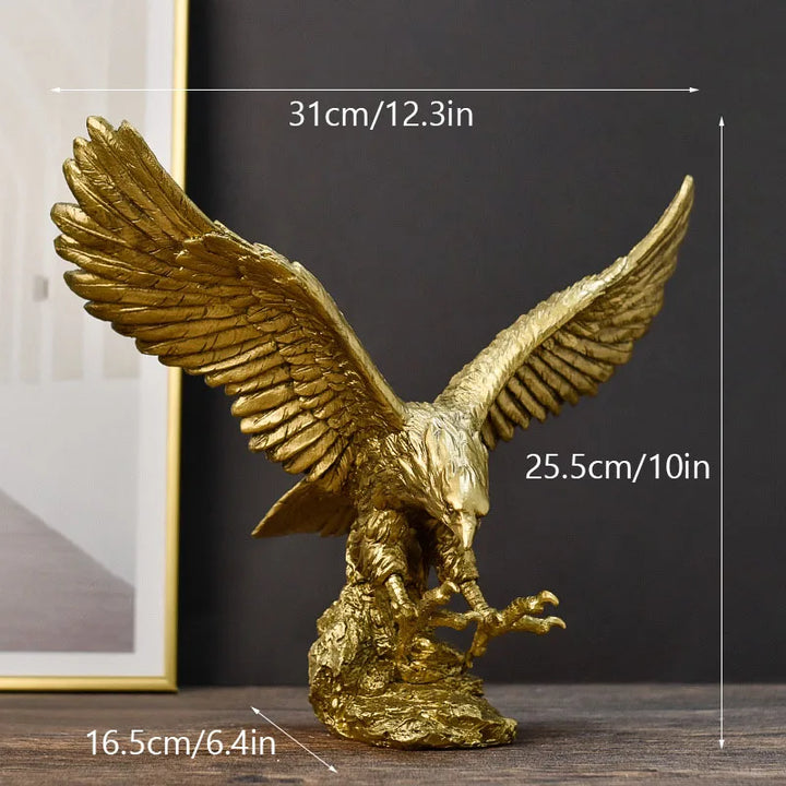 Stornfield | Resin Golden Eagle Statue Art Animal Model Collection Ornament Office Home Decor Feng Shui Simple Figurines