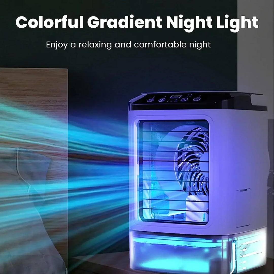 Air Conditioner Portable Fan Desktop Dual Spray Ultrasonic Atomization 3-Speed Mute Air Cooler Night Light Electric Fan for Home | Stornfield