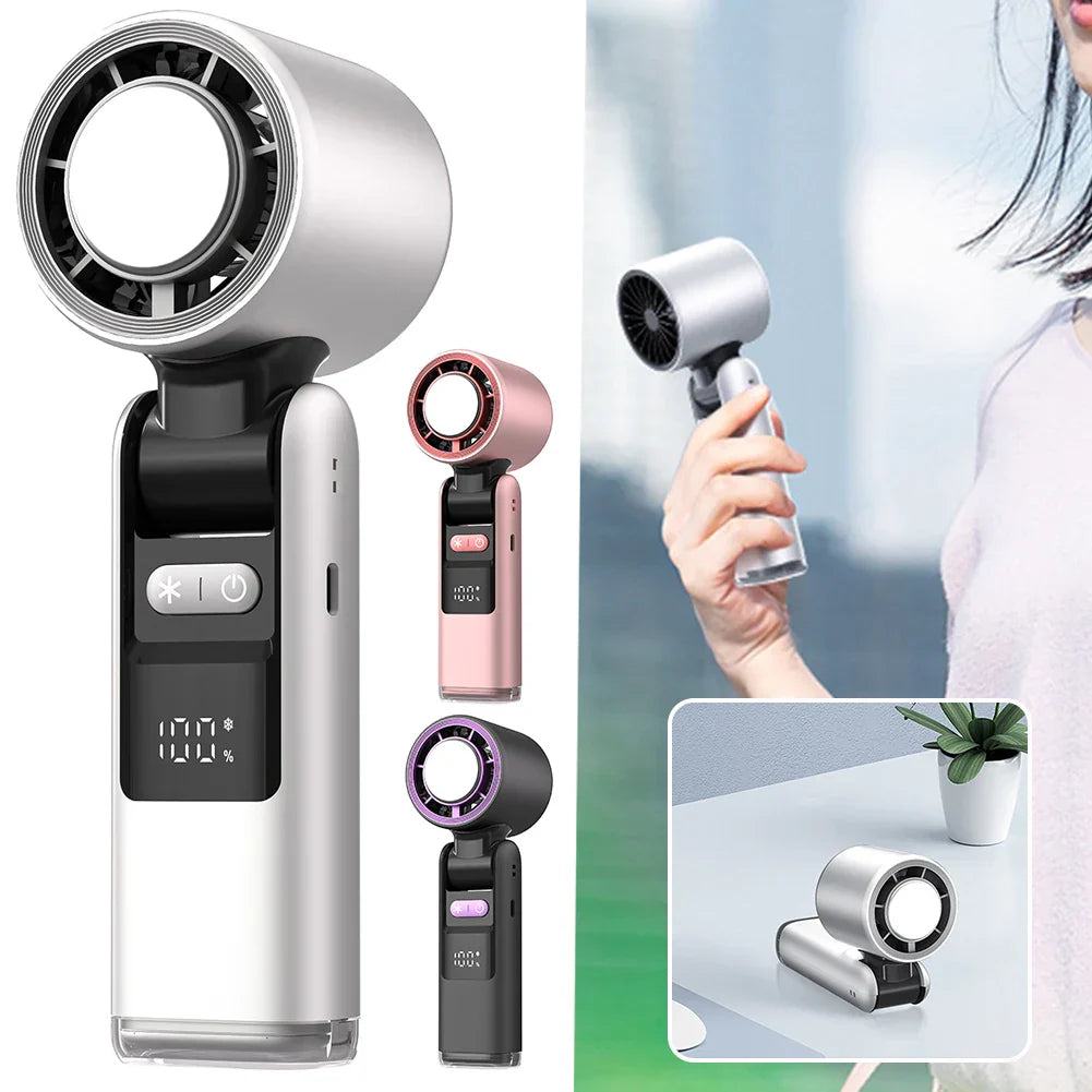 Mini handheld fan with 100 wind levels and digital display | Stornfield