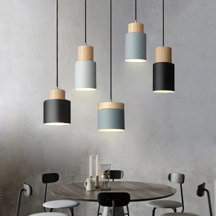 Stornfield | Nordic Metal and Wood LED Pendant Light - Modern Hanging Lamps for Dining Room and Kitchen