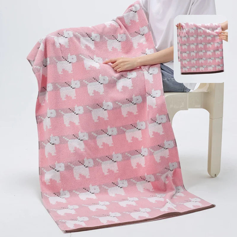 Reversible printed cotton animal towel | Stornfield