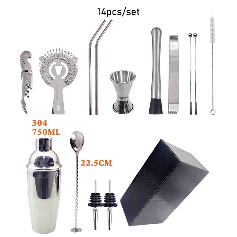 Stornfield | 550ml/750ml Stainless Steel Cocktail Shaker Mixer Bar Set Tools with Wine Rack Tool for Birthday Gift