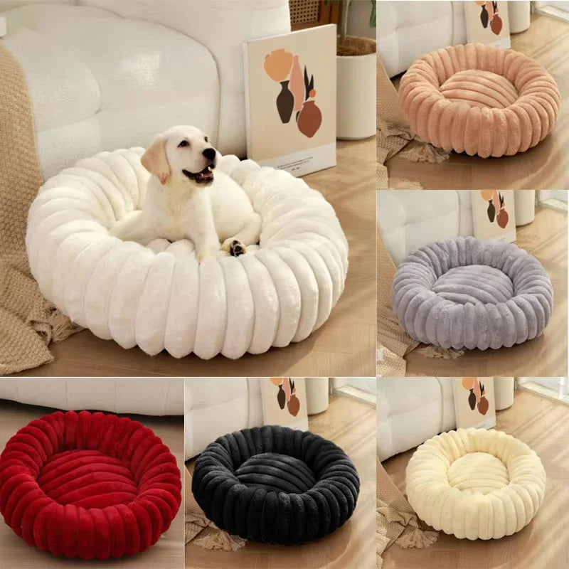 Stornfield round plush donut dog bed with non-slip bottom
