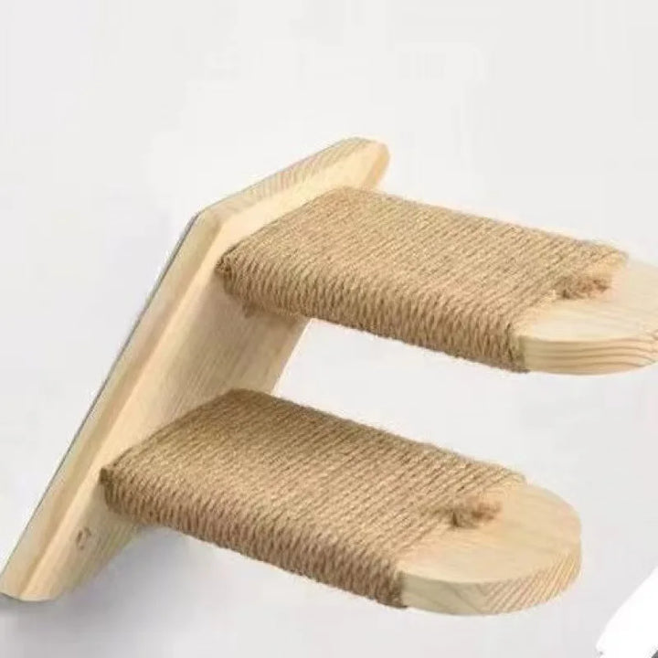 Cat climbing ladder for wall mounting, made of wood with sisal, Stornfield