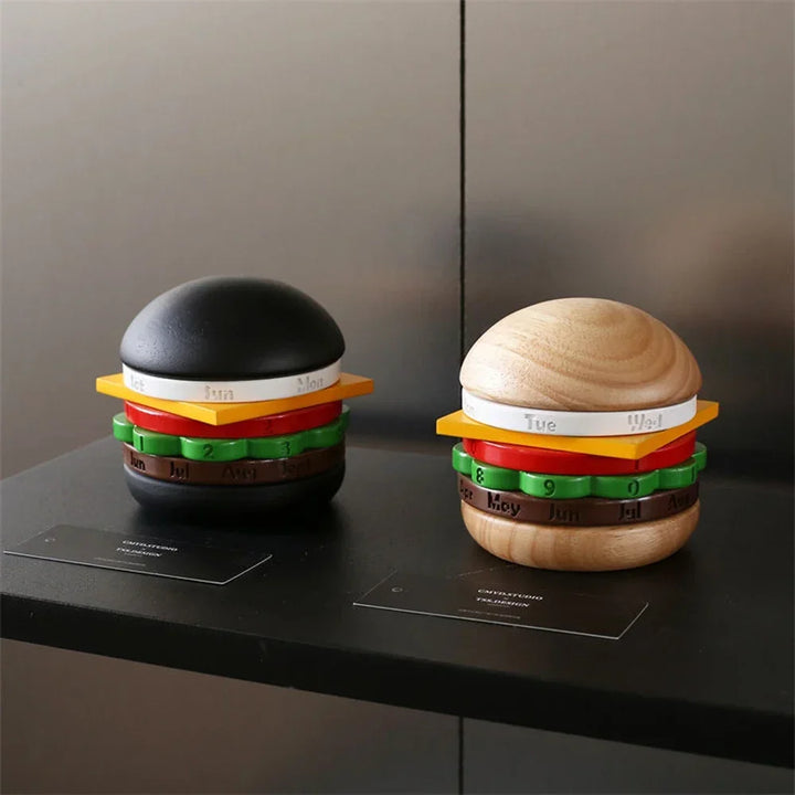 Rotating Wooden Hamburger Decorative Calender | Stornfield