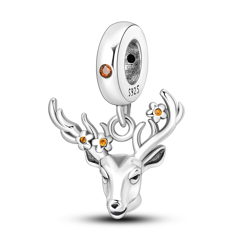 Stornfield | 925 Sterling Silver Charms, Leopard Gold Beads, Colorful Chameleon Rhino Lion Beetle Cat Pendant Compatible with Original Pandora Bracelet Jewelry