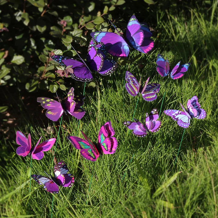 Stornfield | FloraViva Butterfly Garden Stakes | Set of 10 | Weatherproof & Colorful | For Beds, Flower Pots & Balcony
