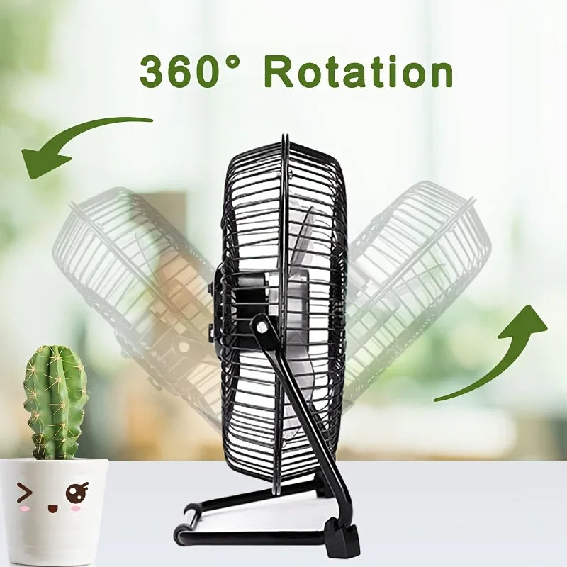 4/6/8 Inch Desktop Portable USB Electric Fan – 2-Speed Adjustable Mini Desk Fan with 4 Blades & 360° Rotation for Strong Airflow | Stornfield