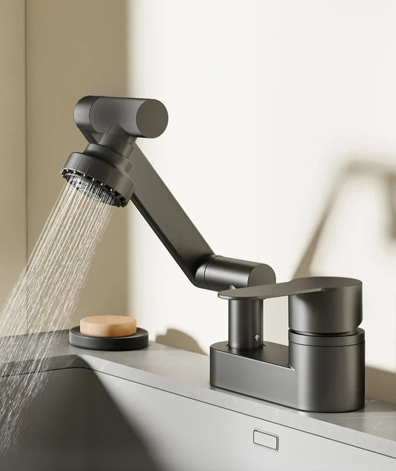 Aqua Twist Duo-Flex Basin Mixer – 360° swiveling two-hole faucet for hot and cold water Stornfield