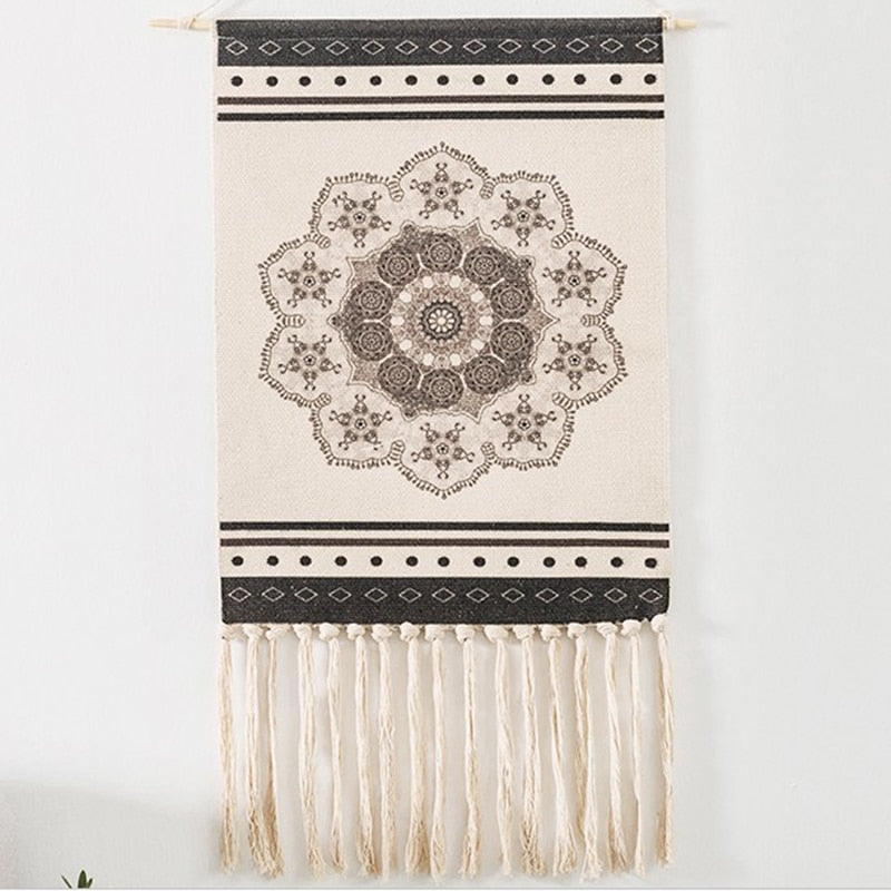 Stornfield | Tenture Murale Bohémienne, Mur Tissé en Macramé, Décoration d'Intérieur, Tassel en Lin de Coton, Fait Main, Tissé, Art de Toile Géométrique, Tentures Murales de Fond