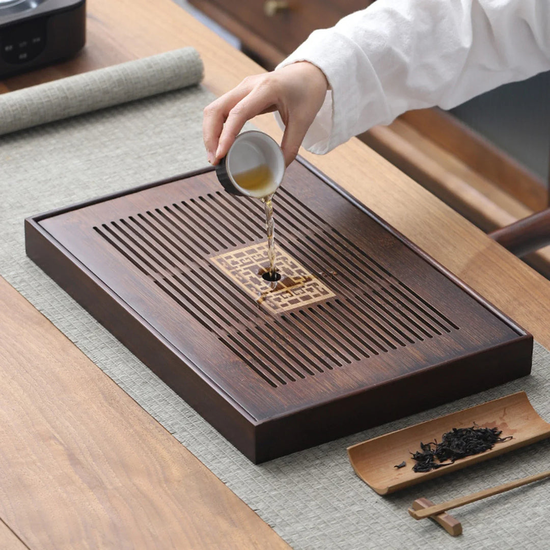 Stornfield | Chinese Tea Tray with Water Storage Box Durable Simple Drainage Type Tea Serving Tray for Teahouse Home Office